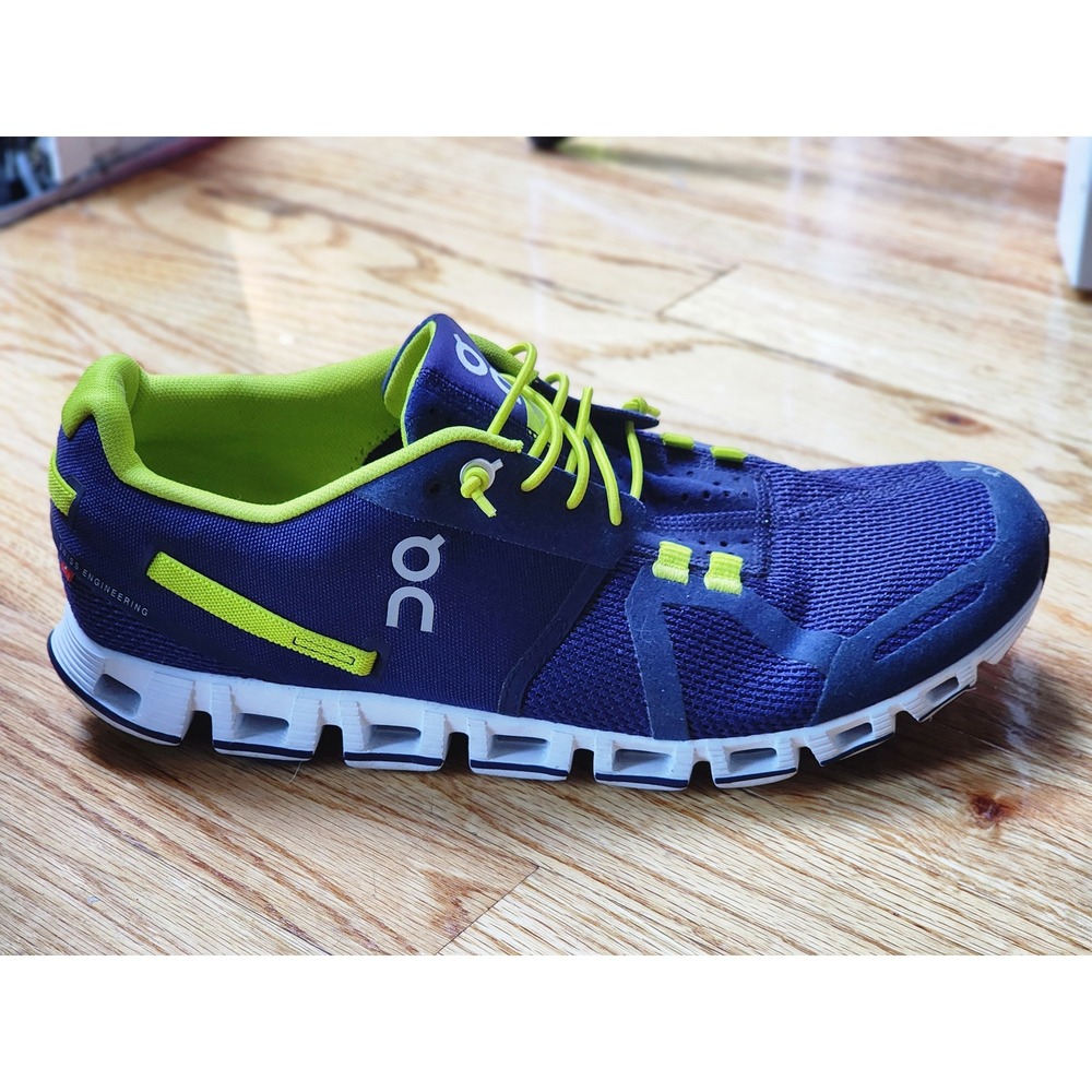 On Cloud Women Running Shoes Navy Blue Lime Green Sneakers W10 42 8